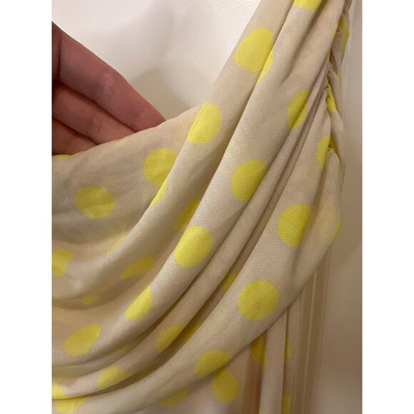 AFRM NWT Zamora Off Shoulder Mesh Midi Dress in Sun Dot Yellow Size XL - Picture 8 of 10